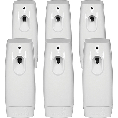 TimeMist Classic Metered Aerosol Dispenser 0.25 Hour Medium - 30 Day Refill Life - 6000 ft? Coverage - 2 x AA Battery - 6 / Carton - White (1047717CT)