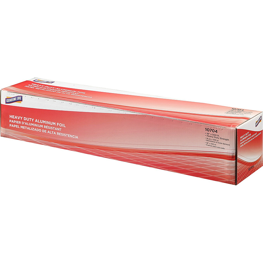 Genuine Joe Heavy-duty Aluminum Foil 18" Width x 500 ft Length - Heavy Duty, Sturdy, Dispenser, Pliable - Aluminum - Silver - 1 Each (GJO10704)