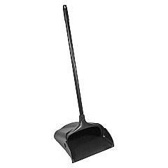 Rubbermaid Commercial LobbyPro Upright Dust Pan 12.50" Wide - 31" Metal Handle - Plastic - Black - 6 / Carton (253100BKCT)