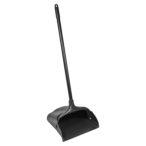 Rubbermaid Commercial LobbyPro Upright Dust Pan 12.50" Wide - 31" Metal Handle - Plastic - Black - 6 / Carton (253100BKCT)