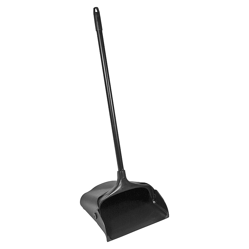 Rubbermaid Commercial LobbyPro Upright Dust Pan 12.50" Wide - 31" Metal Handle - Plastic - Black - 6 / Carton (253100BKCT)