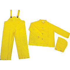 River City Three-piece Rainsuit Recommended for: Agriculture, Construction, Transportation, Sanitation, Carpentry, Landscaping - Extra Large - Water Protection - Snap Closure - Polyester, Polyvinyl Chloride (PVC) - Yellow - 1 Each (2003XL)