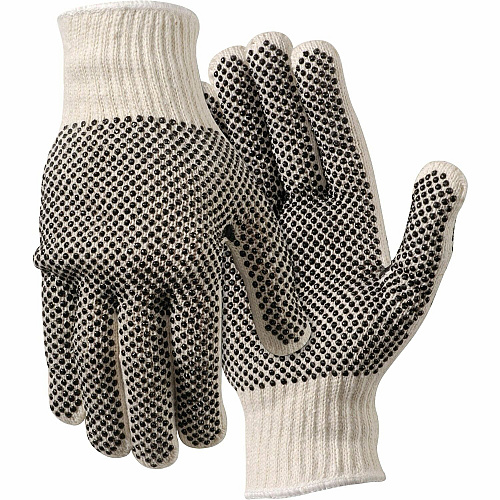 MCR Safety Poly/Cotton Large Work Gloves Dirt, Debris Protection - Large Size - For Right/Left Hand - White - Elastic Wrist, Knit Wrist - 12 / Dozen (9660LM)