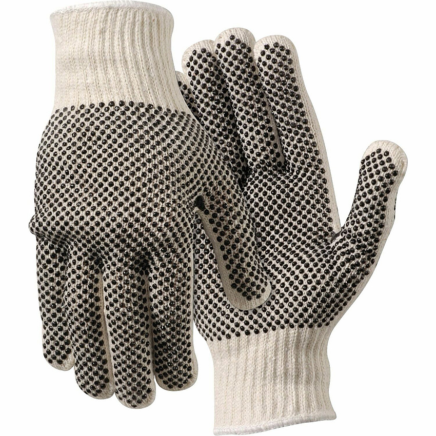 MCR Safety Poly/Cotton Large Work Gloves Dirt, Debris Protection - Large Size - For Right/Left Hand - White - Elastic Wrist, Knit Wrist - 12 / Dozen (9660LM)