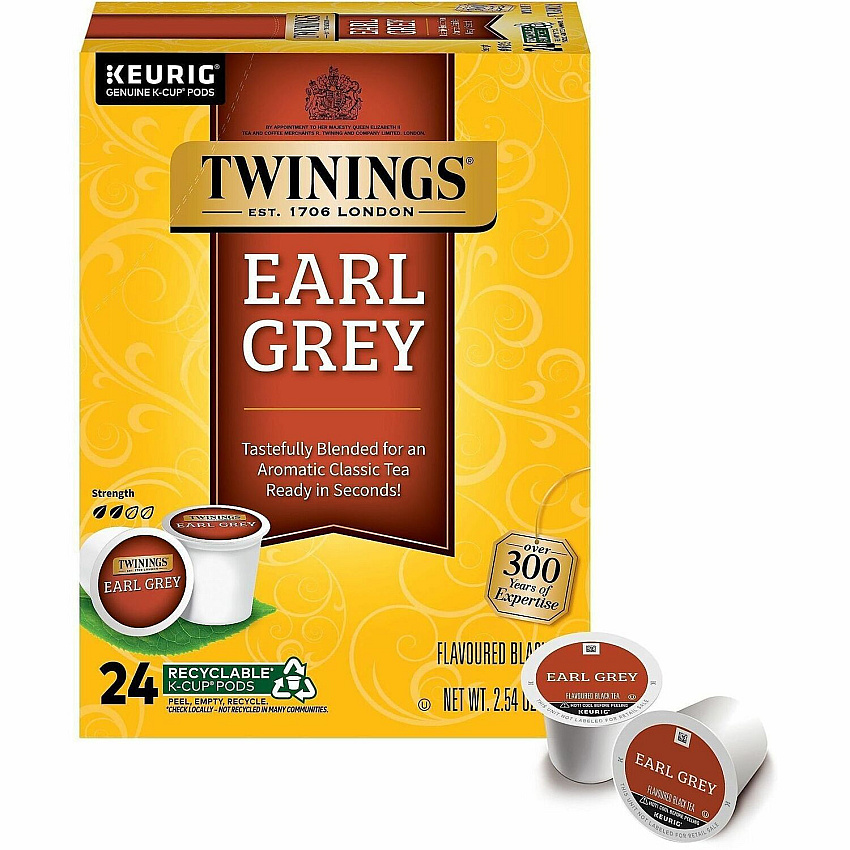 Twinings of London Earl Grey Flavoured Black Tea K-Cup 24 / Box (08756)