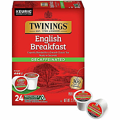 Twinings of London Decaf English Breakfast Black Tea K-Cup Decaffeinated - 24 / Box (08757)