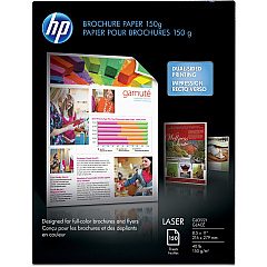 HP Glossy Brochure Paper - White 97 Brightness - Letter - 8 1/2" x 11" - 40 lb Basis Weight - Glossy - White - 150/Pack - 5 / Carton (Q6611ACT)
