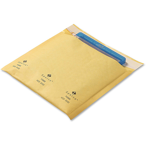 Sparco CD/DVD Cushioned Mailers Multipurpose - 7 1/4" Width x 8" Length - Self-sealing - Gold - Kraft - 25 / Pack (74995)