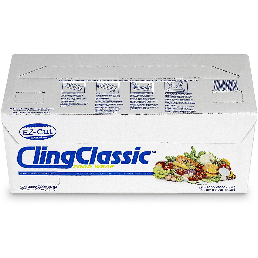 Berry Cling Classic Food Wrap 12" Width x 2000 ft Length - Polyvinyl Chloride (PVC) - Clear - 1 Carton (30550200)