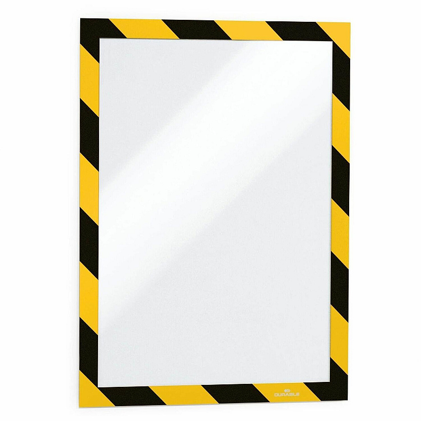 DURABLE DURAFRAME Twin-Color Border Self-Adhesive Document Frame - 2/Pack 8.50" Holding Width x 11" Holding Height - Square Shape - Self-adhesive, Magnetic, Flexible - Black, Yellow, Transparent - 2 / Pack (4770130)