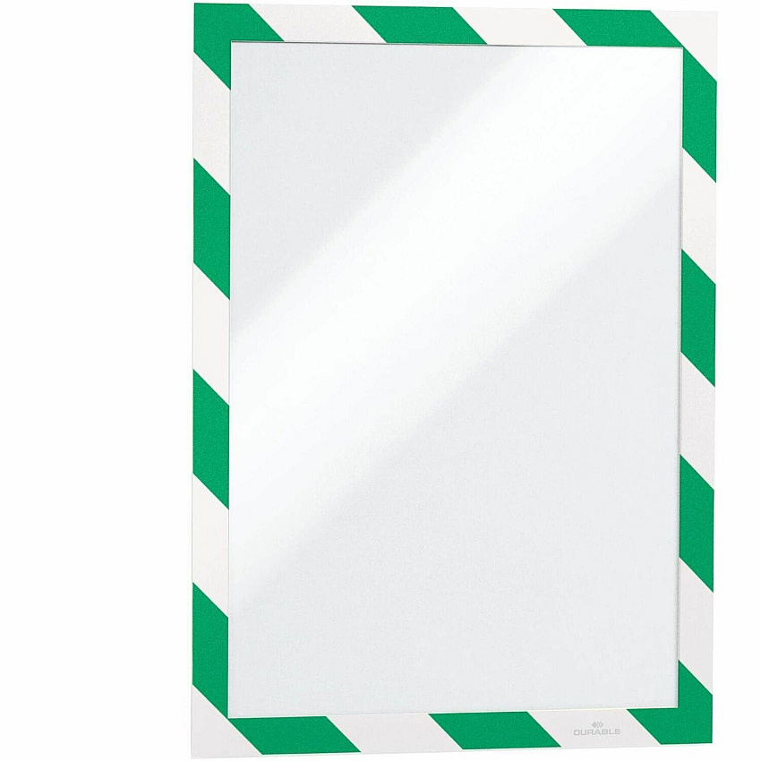 DURABLE Twin-color Border Self-adhesive Security Frame Horizontal, Vertical - Self-adhesive, Dual-sided, Magnetic, Flexible - Green, White - 2 / Pack (4770131)
