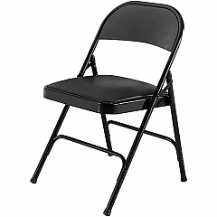 Lorell Padded Seat Folding Chairs Black Seat Color - Vinyl Seat Material - Powder Coated Frame Color - Steel Frame Material - 4 / Carton (LLR62526)