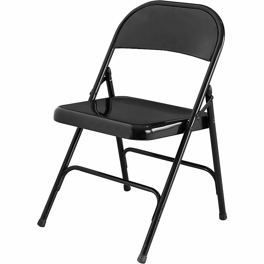 Lorell Folding Chairs Powder Coated Frame Color - Steel Frame Material - Black - 4 / Carton (LLR62527)