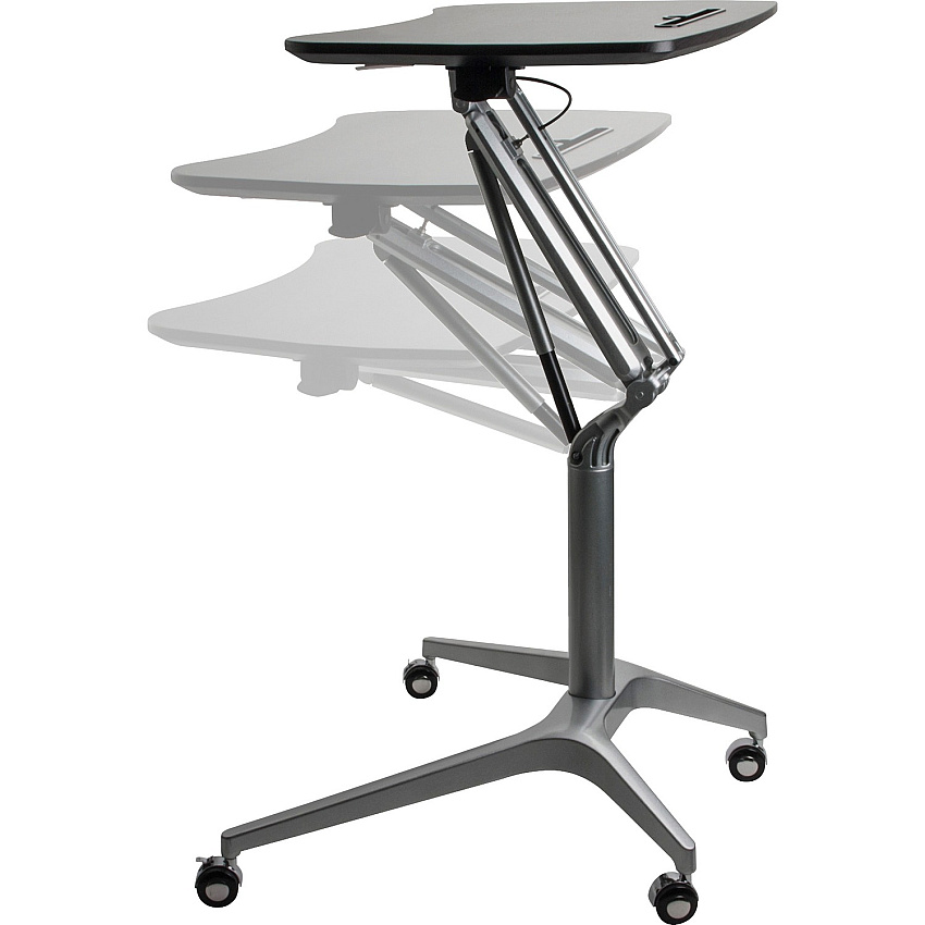 Lorell Gas Lift Height-Adjustable Mobile Desk Black Rectangle Top - Powder Coated Base - Height Adjustable - 28.70" to 40.90" Adjustment - 28.25" Table Top Width x 18.75" Table Top Depth - 41" Height - Assembly Required - 1 Each (LLR84838)