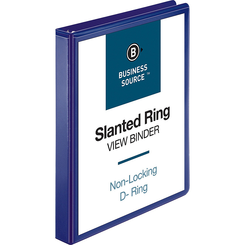 Business Source D-Ring View Binder 1" Binder Capacity - Fastener: Slant D-Ring - Pocket: Internal - Navy - Clear Overlay, Labeling Area, Lay Flat, Pocket - 1 Each (BSN28452)