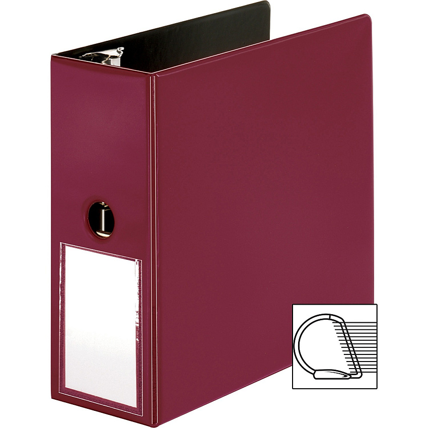 Business Source 5" D-Ring Binder 5" Binder Capacity - 1050 Sheet Capacity - Fastener: Slant D-Ring - Pocket: Internal - Burgundy - Transparent, Lay Flat, Label Holder, Spine - 1 Each (BSN33122)