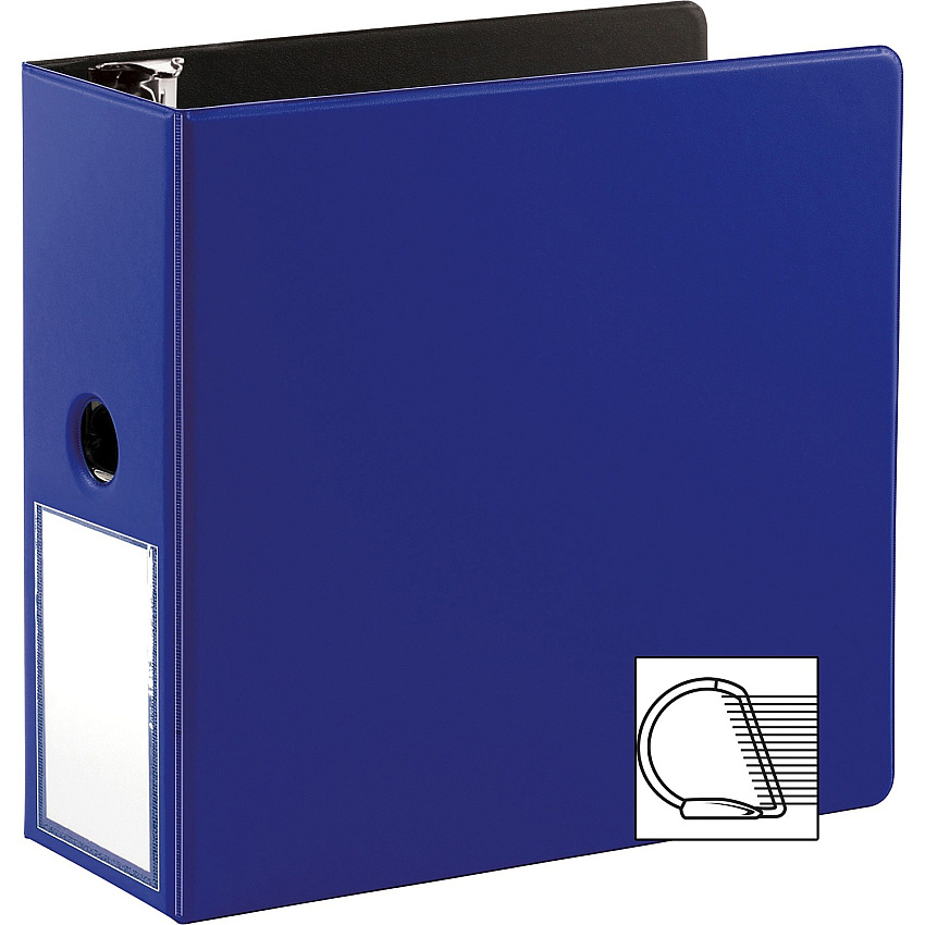 Business Source 5" D-Ring Binder 5" Binder Capacity - 1050 Sheet Capacity - Fastener: Slant D-Ring - Pocket: Internal - Navy - Transparent, Lay Flat, Label Holder, Spine - 1 Each (BSN33123)