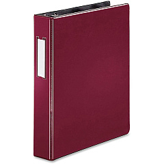 Business Source 1.5" D-Ring Binder 1 1/2" Binder Capacity - 375 Sheet Capacity - Fastener: Slant D-Ring - Pocket: Internal - Burgundy - Lay Flat, Label Holder - 1 Each (BSN33126)