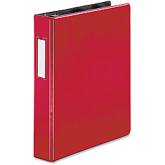 Business Source 1.5" D-Ring Binder 1 1/2" Binder Capacity - 375 Sheet Capacity - Fastener: Slant D-Ring - Pocket: Internal - Red - Lay Flat, Label Holder - 1 Each (BSN33128)