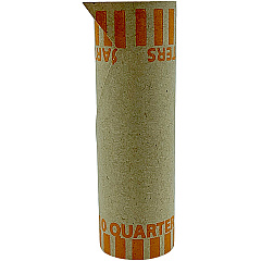 PAP-R Tubular Coin Wrap 25? Denomination - Durable, Burst Resistant, Crimped, Pre-formed - 57 lb Basis Weight - Paper - Orange - 1000 / Box (23025)