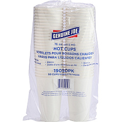 Genuine Joe 16 oz Disposable Hot Cups 16 fl oz - White - Polyurethane - Coffee, Hot Drink, Picnic, Company, Tea, Hot Chocolate, Beverage - 50/Pack - 20 / Carton (GJO19050CT)