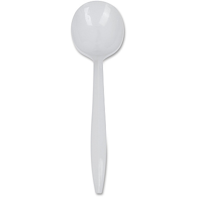 Genuine Joe Medium-Weight Soup Spoon 1 Piece(s) - Soup Spoon - 1 x Soup Spoon - Disposable - Polypropylene - White - 1 Carton (GJO20003)