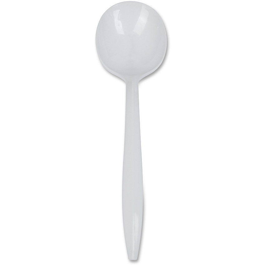 Genuine Joe Medium-Weight Soup Spoon 1 Piece(s) - Soup Spoon - 1 x Soup Spoon - Disposable - Polypropylene - White - 1 Carton (GJO20003)