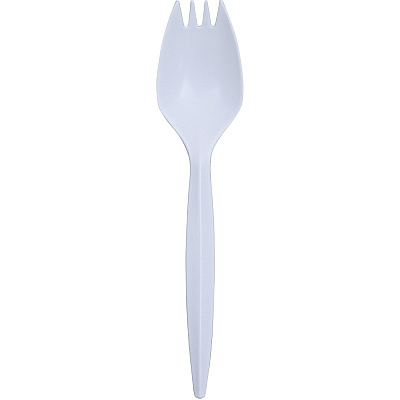 Genuine Joe Medium-Weight Spork 1 Piece(s) - Spork - 1 x Spork - Disposable - Polypropylene - White - 1 Carton (GJO20004)