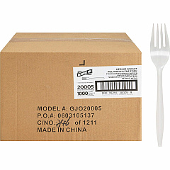 Genuine Joe Individually Wrapped Fork 1 Piece(s) - Fork - 1 x Fork - Disposable - White - 1 Carton (GJO20005)