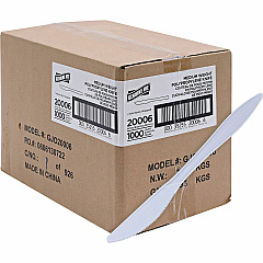 Genuine Joe Individually Wrapped Knife 1 Piece(s) - Knife - 1 x Knife - Disposable - Polypropylene - White - 1 Carton (GJO20006)