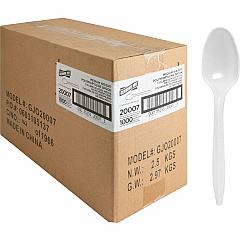 Genuine Joe Individually Wrapped Spoon 1 Piece(s) - Spoon - 1 x Spoon - Disposable - White - 1 Carton (GJO20007)