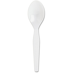 Genuine Joe Medium-Heavyweight Plastic Spoons 1 Piece(s) - Spoon - 1 x Spoon - Disposable - White - 1 Carton (GJO30402)