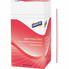 Genuine Joe Jumbo Striped Straws 7.8" Length - Plastic - Red, White - 500 / Box (GJO58944)