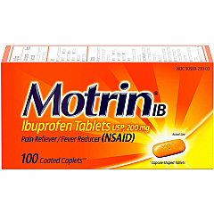 Motrin IB Ibuprofen Tablets For Fever, Common Cold, Headache, Backache, Muscular Pain, Arthritis, Toothache - 100 / Box (048101) Motrin IB Ibuprofen Tablets For Fever, Common Cold, Headache, Backache, Muscular Pain, Arthritis, Toothache - 100 / Box (048101)