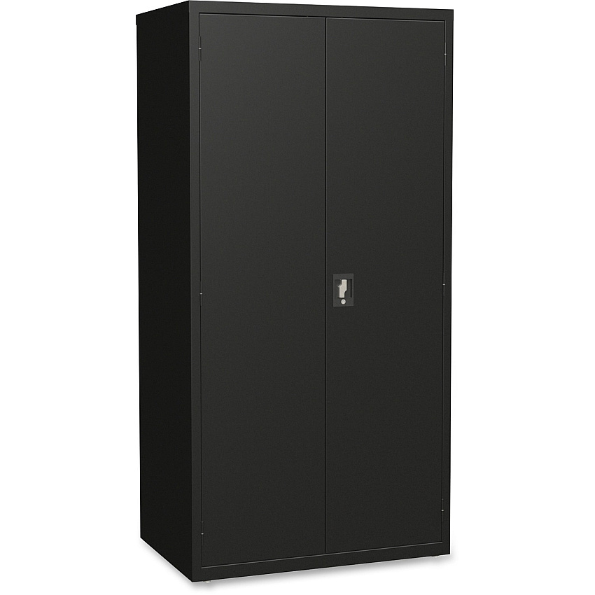 Lorell Fortress Series Storage Cabinet 36" Width x 24" Depth x 72" Height - 5 x Shelf(ves) - Hinged Door(s) - Sturdy, Recessed Locking Handle, Removable Lock, Durable, Storage Space - Black - Powder Coated - Steel - Recycled - 1 Each (LLR34410)