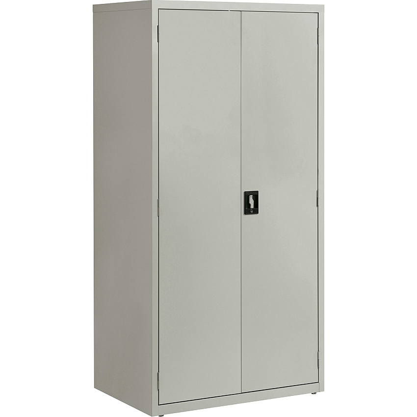 Lorell Fortress Series Storage Cabinet 36" Width x 24" Depth x 72" Height - 5 x Shelf(ves) - Hinged Door(s) - Sturdy, Recessed Locking Handle, Removable Lock, Durable, Storage Space - Light Gray - Powder Coated - Steel - Recycled - 1 Each (LLR34411)