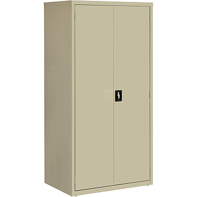 Lorell Fortress Series Storage Cabinet 36" Width x 24" Depth x 72" Height - 5 x Shelf(ves) - Hinged Door(s) - Sturdy, Recessed Locking Handle, Removable Lock, Durable, Storage Space - Putty - Powder Coated - Steel - Recycled - 1 Each (LLR34412)