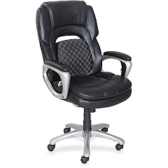 Lorell Wellness by Design Accucel Executive Office Chair Black Seat Color - Bonded Leather Seat Material - Black Back Color - Ethylene Vinyl Acetate (EVA), Bonded Leather Back Material - High Back - 5-star Base - 1 Each (LLR47422)