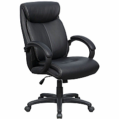 Lorell Executive High-Back Office Chair Black Seat Color - Bonded Leather Seat Material - Black Back Color - Bonded Leather Back Material - High Back - 1 Each (LLR59497)