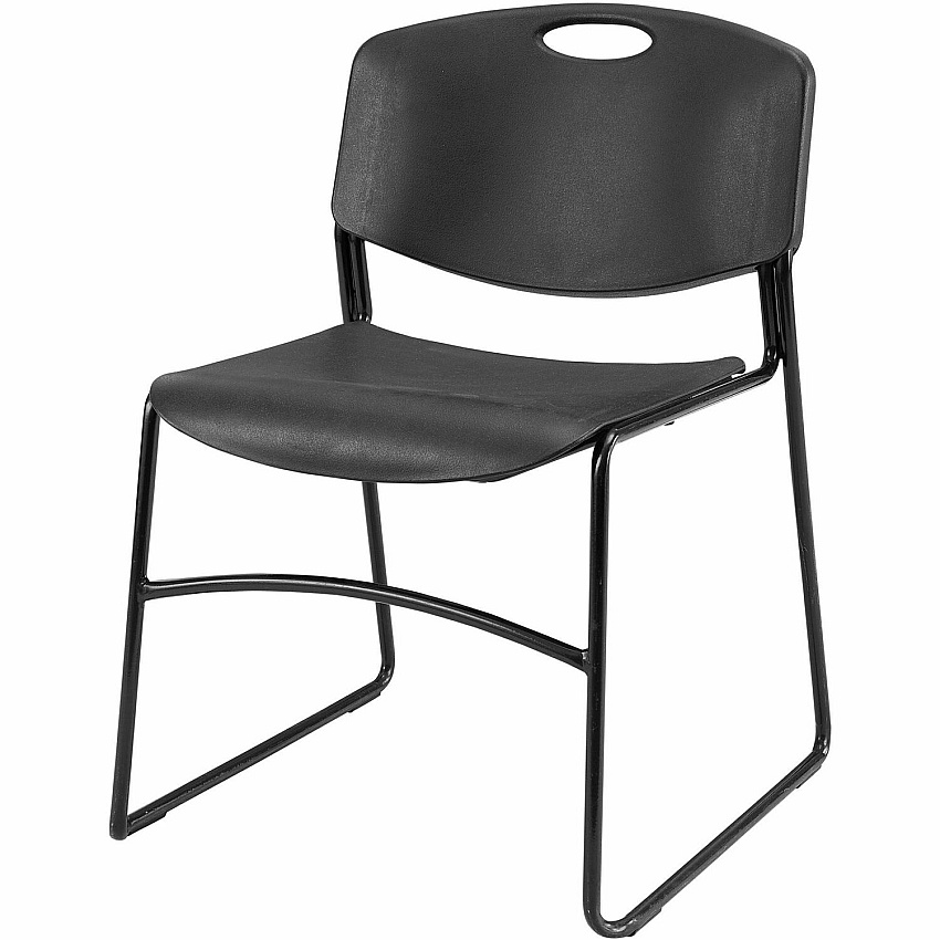 Lorell Heavy-duty Standard-height Stack Chairs Plastic Seat Material - Plastic Back Material - Steel Frame Material - Black - 4 / Carton (LLR62528)