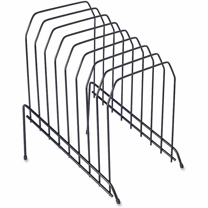 Lorell Wire File Sorter/Holder 8 Divider(s) - Desktop - Rubber Feet - Powder Coated - Black - Wire - 1 Each (LLR80632)