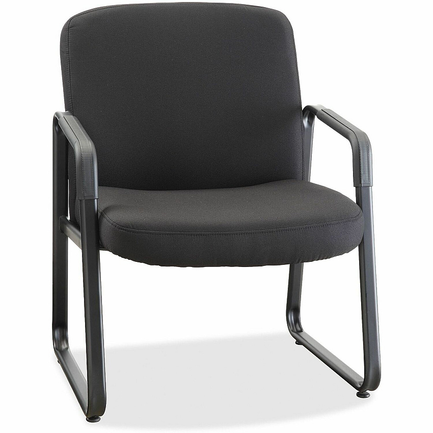 Lorell Deluxe Guest Seating Big & Tall Guest Chair with Arms Black Seat Color - Plywood, Fabric Seat Material - Black Back Color - Plywood, Fabric Back Material - Powder Coated Frame Color - Metal Frame Material - Sled Base - 1 Each (LLR84586)