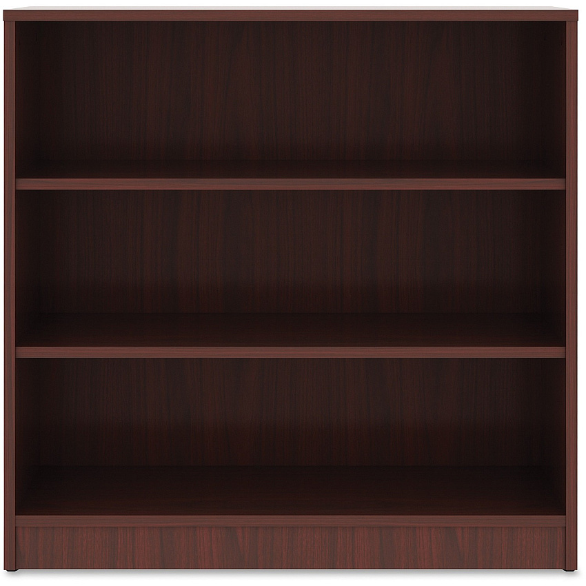 Lorell Laminate Bookcase 3 Shelf(ves) - 36" Height x 36" Width x 12" Depth - Sturdy, Adjustable Feet, Adjustable Shelf - Thermofused Laminate (TFL) - Mahogany - Laminate - 1 Each (LLR99781)