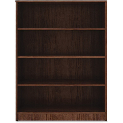 Lorell Laminate Bookcase 4 Shelf(ves) - 48" Height x 36" Width x 12" Depth - Sturdy, Adjustable Feet, Adjustable Shelf, Square Corner - Thermofused Laminate (TFL) - Walnut - Laminate - 1 Each (LLR99786)