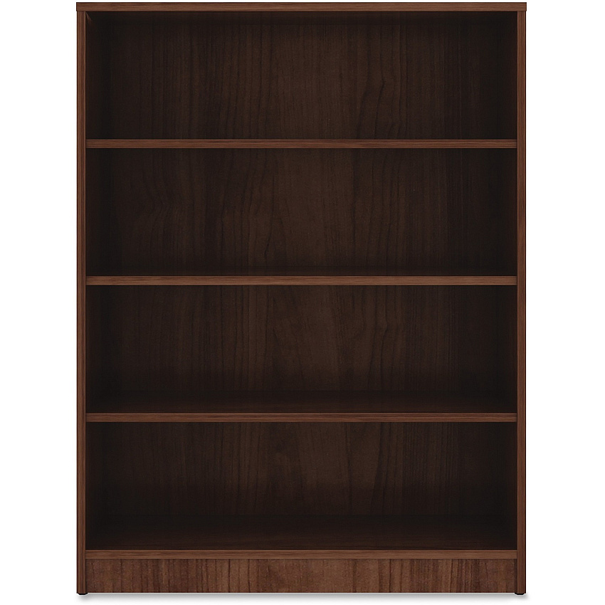 Lorell Laminate Bookcase 4 Shelf(ves) - 48" Height x 36" Width x 12" Depth - Sturdy, Adjustable Feet, Adjustable Shelf, Square Corner - Thermofused Laminate (TFL) - Walnut - Laminate - 1 Each (LLR99786)