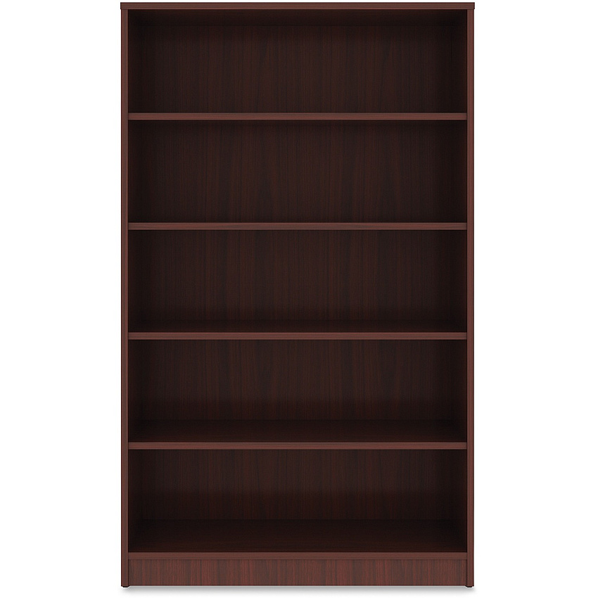 Lorell Laminate Bookcase Rectangle - 0.7" Thickness Shelf, 60" Height x 36" Width x 12" Depth - 5 Shelve(s) - 4 Adjustable Shelf(ves) - Square Edge - Material: Thermofused Laminate (TFL) - Finish: Mahogany - 1 Each (LLR99787)