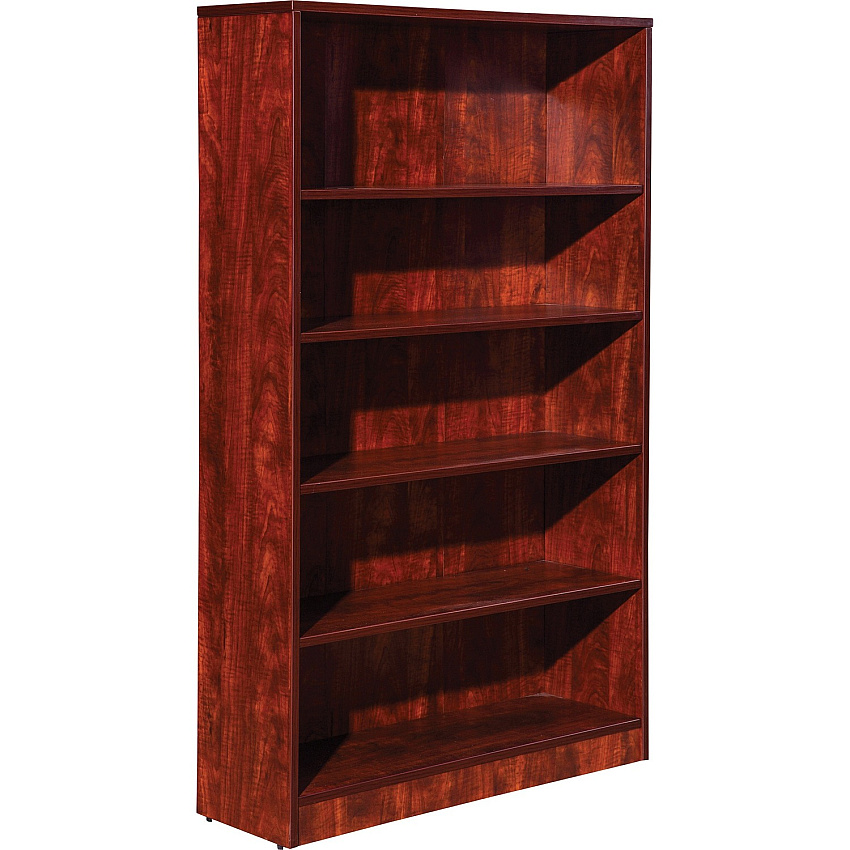 Lorell Laminate Bookcase 0.7" Thickness Shelf, 60" Height x 36" Width x 12" Depth - 5 Shelve(s) - 4 Adjustable Shelf(ves) - Square Edge - Material: Thermofused Laminate (TFL) - Finish: Cherry - 1 Each (LLR99788)