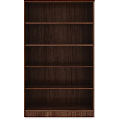 Lorell Laminate Bookcase 0.7" Thickness Shelf, 60" Height x 36" Width x 12" Depth - 5 Shelve(s) - 4 Adjustable Shelf(ves) - Square Edge - Material: Thermofused Laminate (TFL) - Finish: Walnut - 1 Each (LLR99789) Lorell Laminate Bookcase 0.7" Thickness Shelf, 60" Height x 36" Width x 12" Depth - 5 Shelve(s) - 4 Adjustable Shelf(ves) - Square Edge - Material: Thermofused Laminate (TFL) - Finish: Walnut - 1 Each (LLR99789)