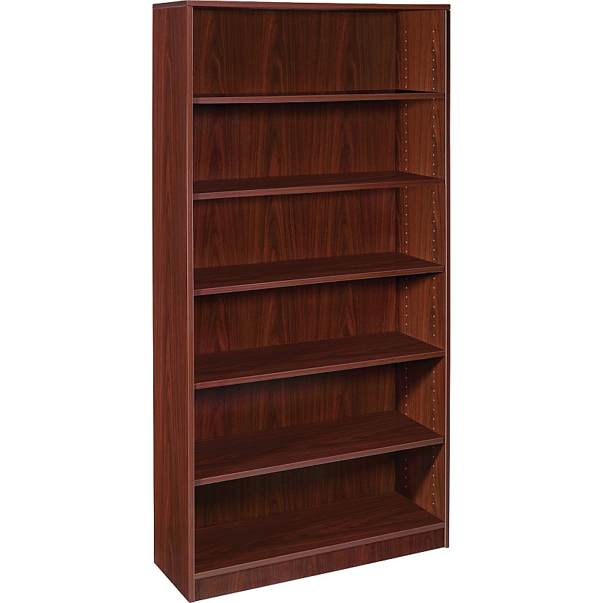 Lorell Laminate Bookcase 6 Shelf(ves) - 72" Height x 36" Width x 12" Depth - Sturdy, Adjustable Feet, Adjustable Shelf, Square Corner - Thermofused Laminate (TFL) - Mahogany - Laminate - 1 Each (LLR99790)