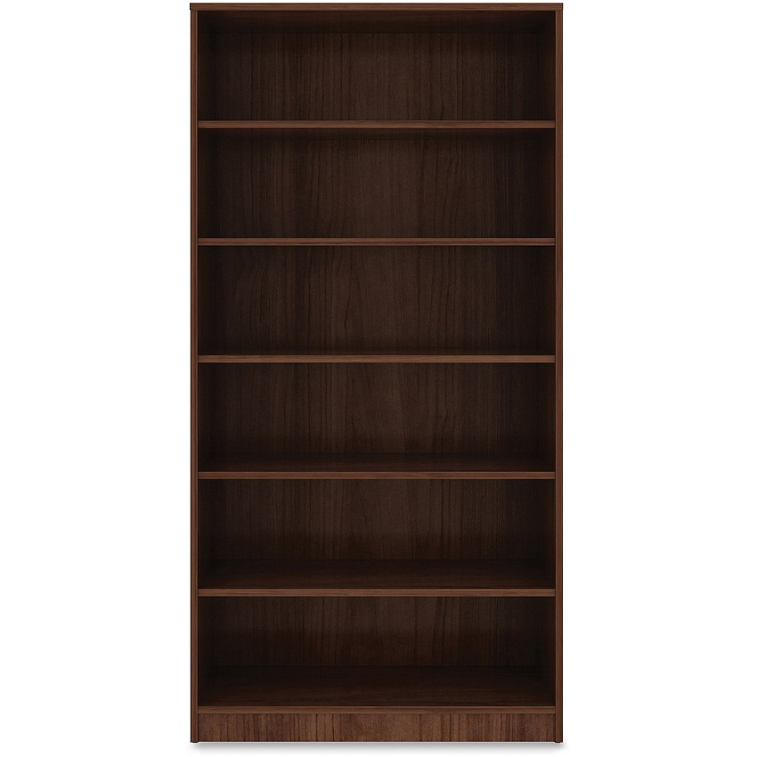 Lorell Laminate Bookcase 6 Shelf(ves) - 72" Height x 36" Width x 12" Depth - Sturdy, Adjustable Feet, Adjustable Shelf, Square Corner - Thermofused Laminate (TFL) - Walnut - Laminate - 1 Each (LLR99792)